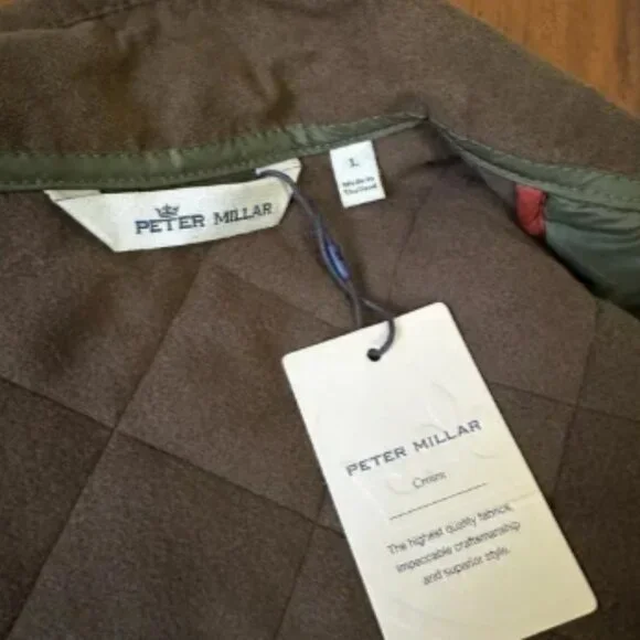PETER MILLAR Essex Quilted Vest Olive Green Full Zip Jacket Company NWT - Picture 8 of 12